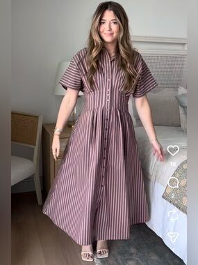 Exquise 1X The Tobie pocketed snatched waist midi dress in Chocolate Pink